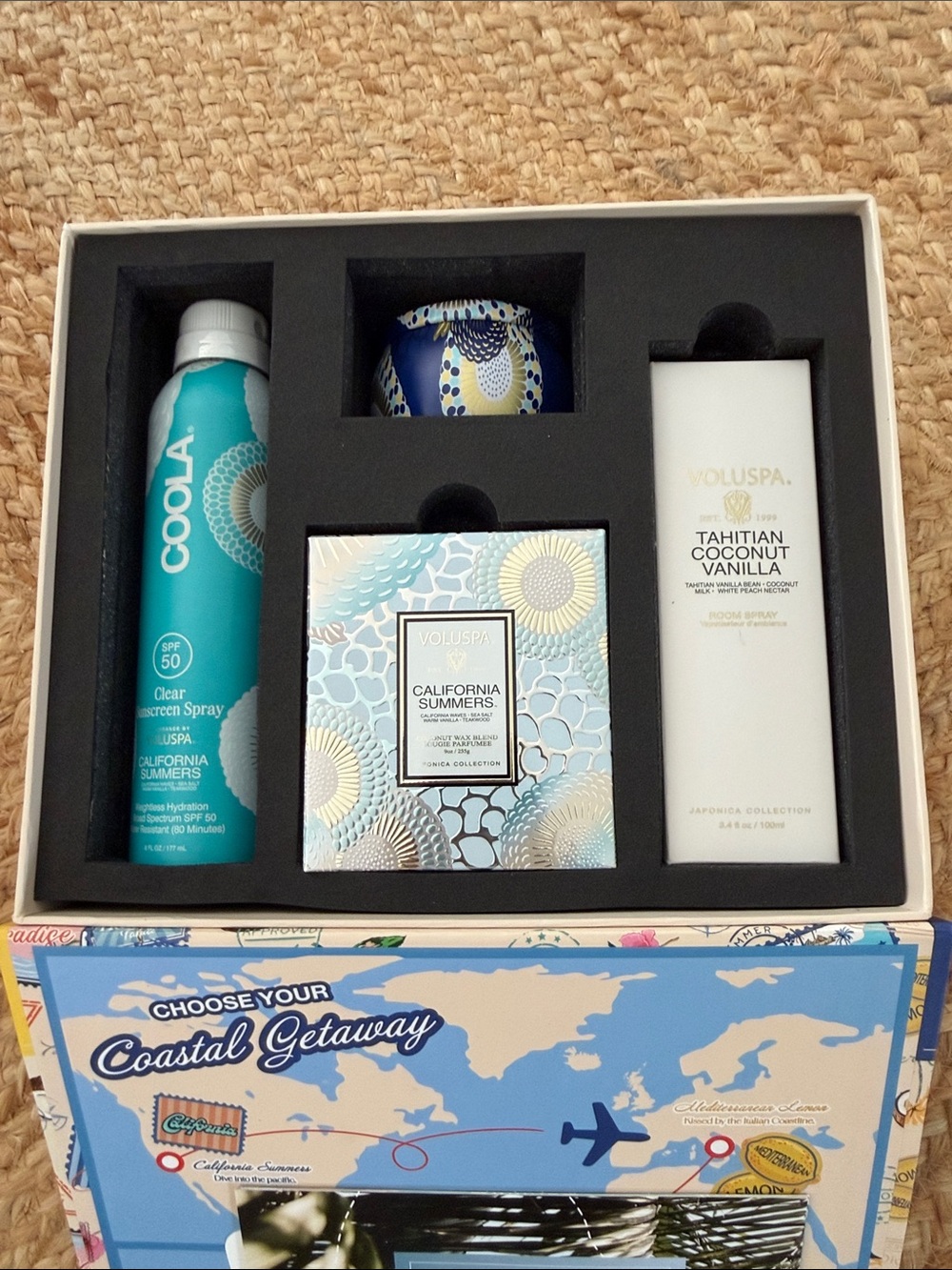 Voluspa Coastal Getaway Boxed Gift Set - Blue, Pink, Yellow, Cream
